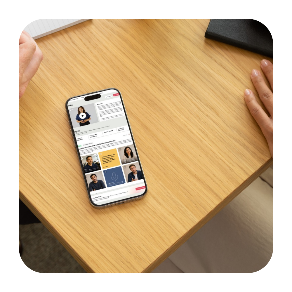 A phone on a desk showing dialogue feedback