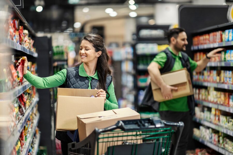 People working in a supermarket