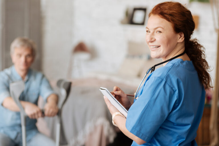 A nurse looking after a patient
